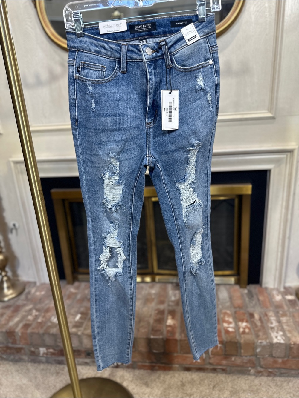 Judy Blue Mama Knows Best‎ High Waist Distressed Skinny Jeans JB8814 3/26 Blue